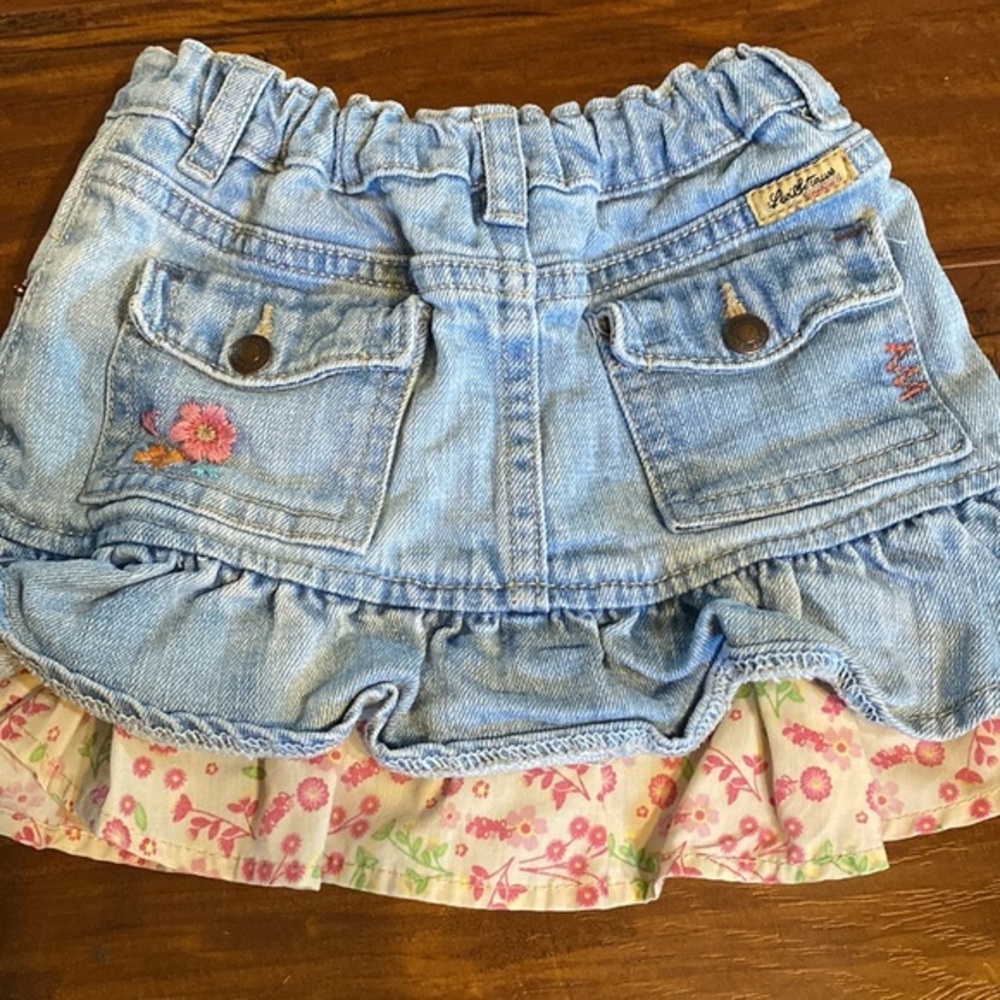 Levi Strauss Signature Baby Denim Floral Ruffle Skirt Skort 18M